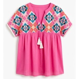 Vibrant Pink Embroidered Top boho ptp22